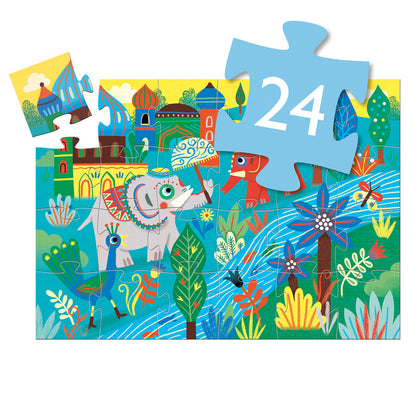 Djeco Haathee Asian Elephant Silhouette Puzzle 24pc