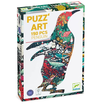 Djeco 150pc - Penguin Art Jigsaw Puzzle | Silhouette Puzzle for Kids