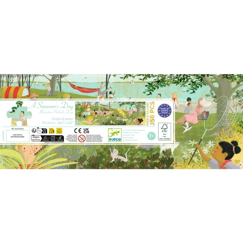 the A Summer's Day puzzle box shown from the front with its panoramic lakeside artwork