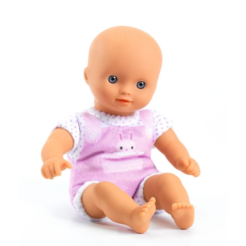 Djeco Mini Pomea Soft Dolls Poppy, Charly & Gabby - Adorable 20 cm Mini Pomea soft dolls with printed clothing and soft bodies, ideal for first doll play.