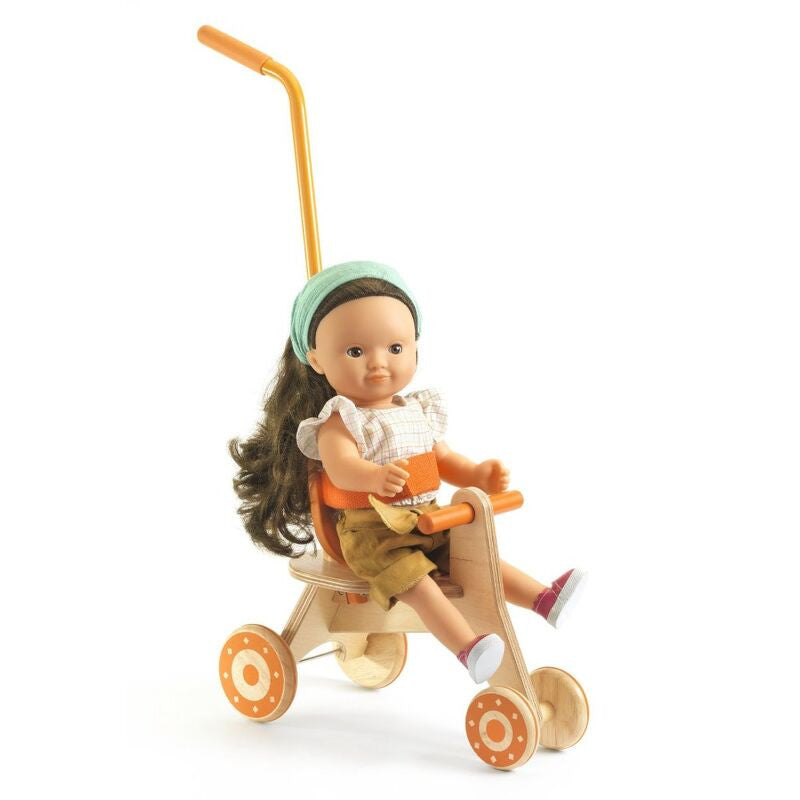 Djeco - Pomea Collection - Wooden Tricycle with Metal Handle