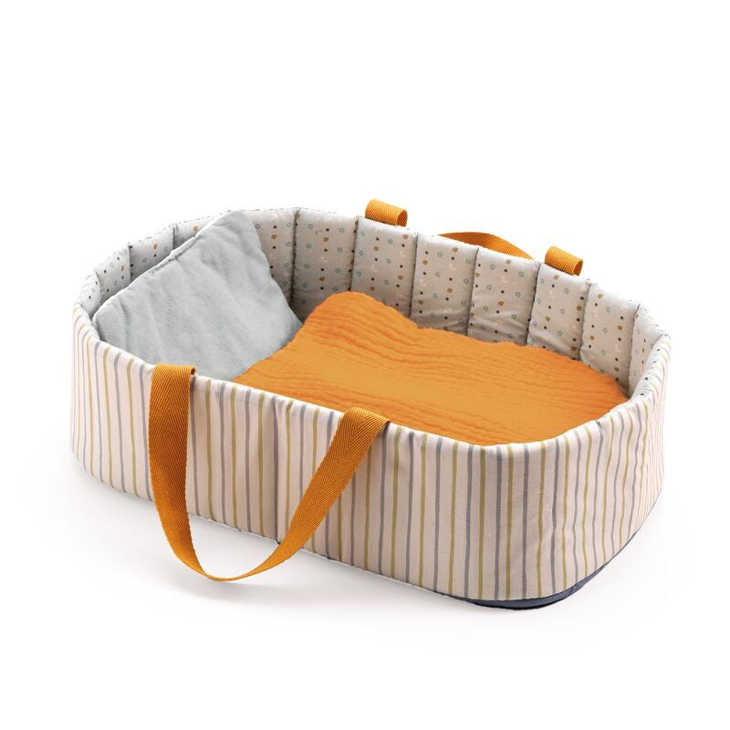 Djeco - Pomea Collection - Blue Lines Doll Bassinet