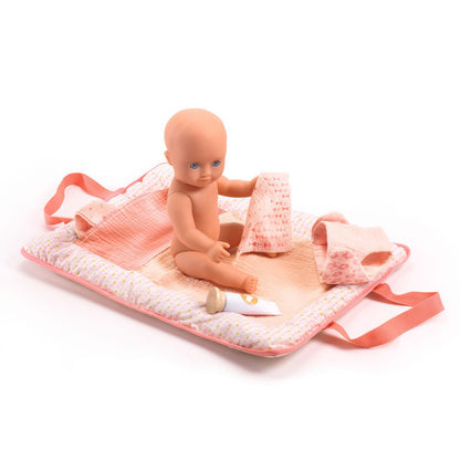 Djeco - Pomea Collection - Pink Peak Doll Changing Bag Set
