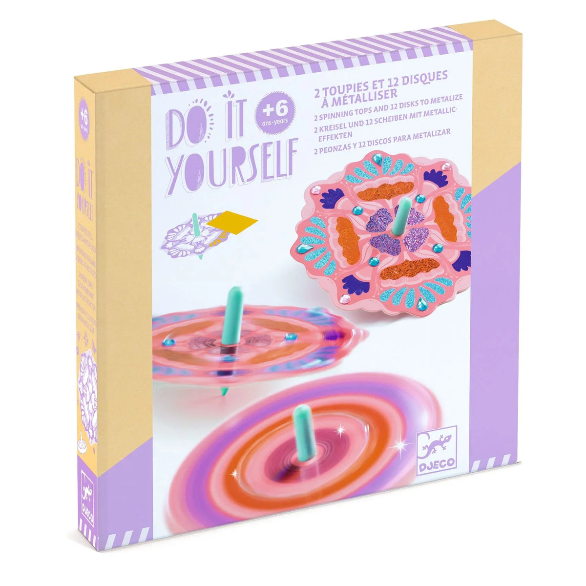 Djeco DIY Flower Power Spinning Tops Craft Kit for Kids
