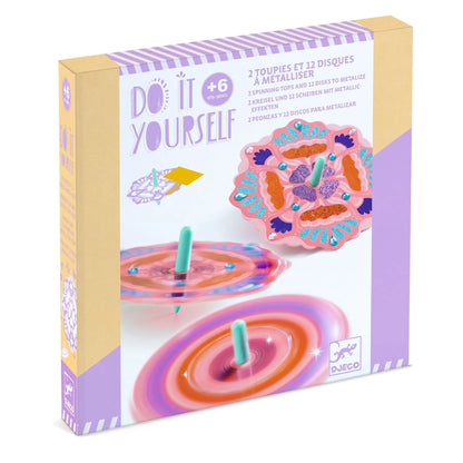 Djeco DIY Flower Power Spinning Tops Craft Kit for Kids