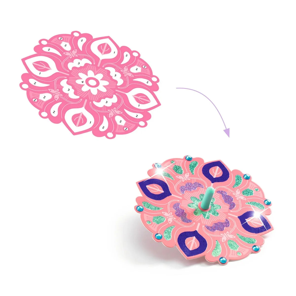 Djeco DIY Flower Power Spinning Tops Craft Kit for Kids