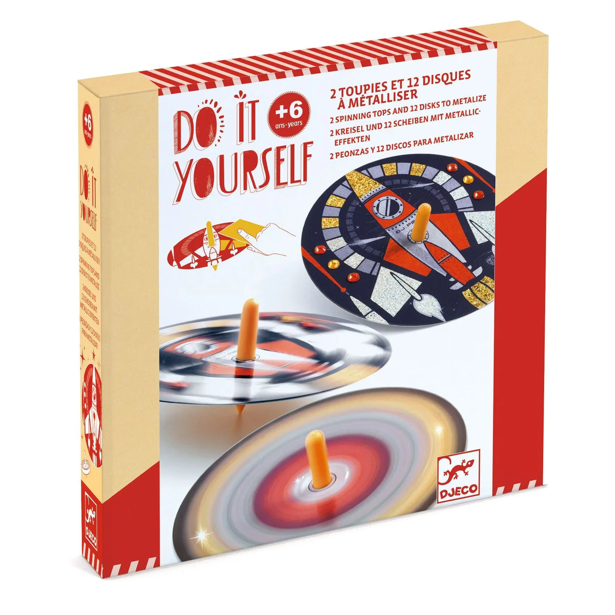 Djeco Hypno Cosmos Spinning Tops - DIY Metallic Foil Craft Kit
