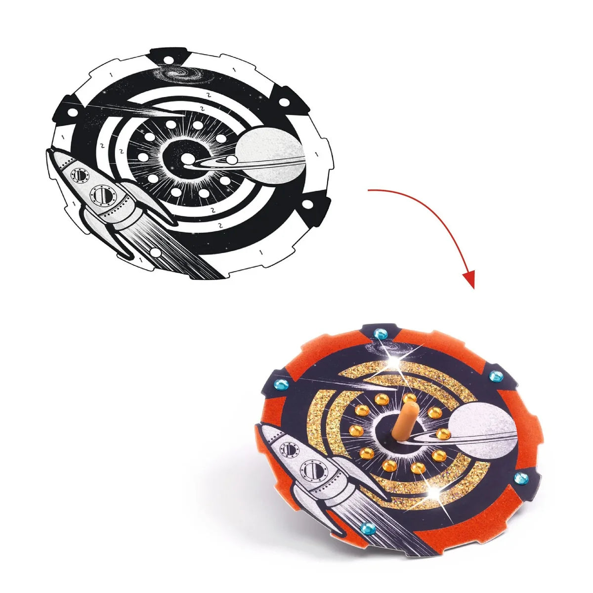 Djeco Hypno Cosmos Spinning Tops - DIY Metallic Foil Craft Kit