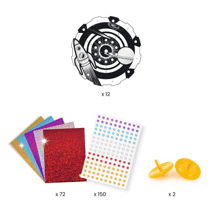 Djeco Hypno Cosmos Spinning Tops - DIY Metallic Foil Craft Kit