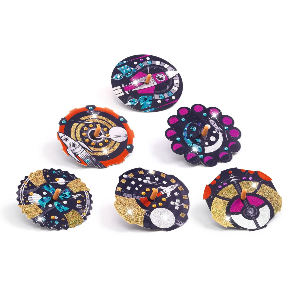 Djeco Hypno Cosmos Spinning Tops - DIY Metallic Foil Craft Kit