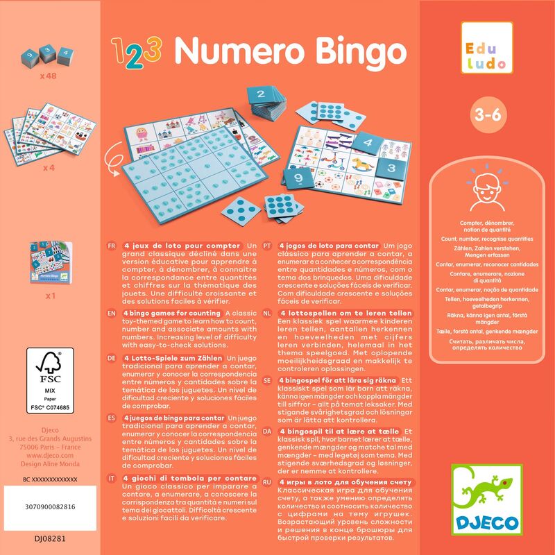 Djeco Numero Bingo | 4-in-1 Number Recognition & Counting Game