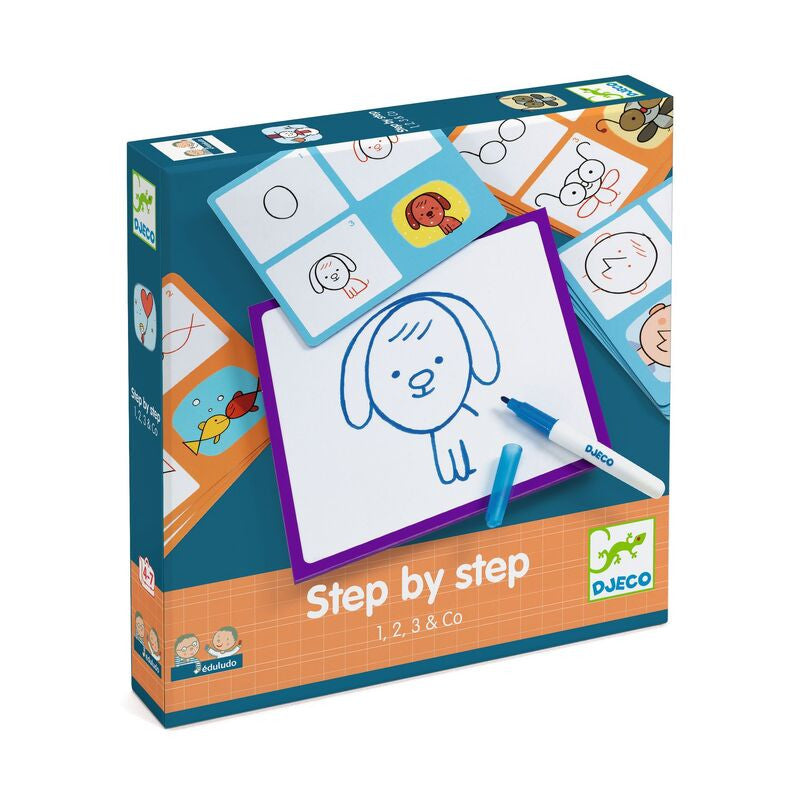 Djeco - Step by Step 1, 2, 3 & Co - Learn to Draw Basic with White Board