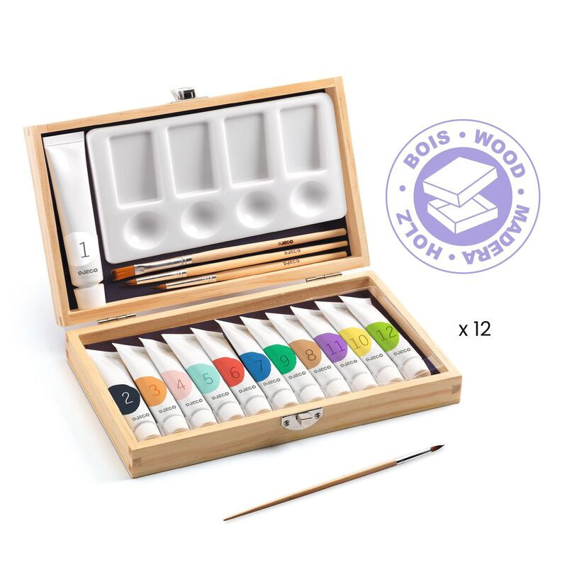Djeco - Artist's Box with 12 Gouaches