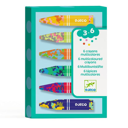 Djeco - 6 Multicoloured Flower Crayons