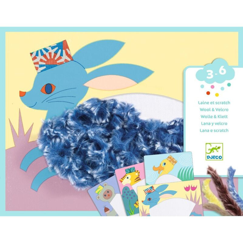 Djeco - Animals with Hats Wool and Velcro Craft Set
