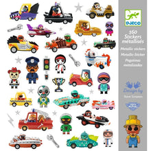 Djeco The World of Crazy Motors Stickers - 160 Metallic Stickers, Ages 4+