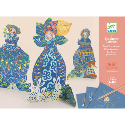 Djeco - Pretty Dresses Sculpture Scratch Cards