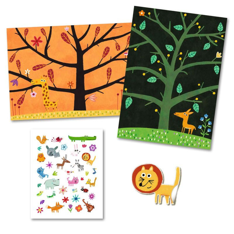 Djeco - Tree Climb 30 pc Reusable Puffy Stickers