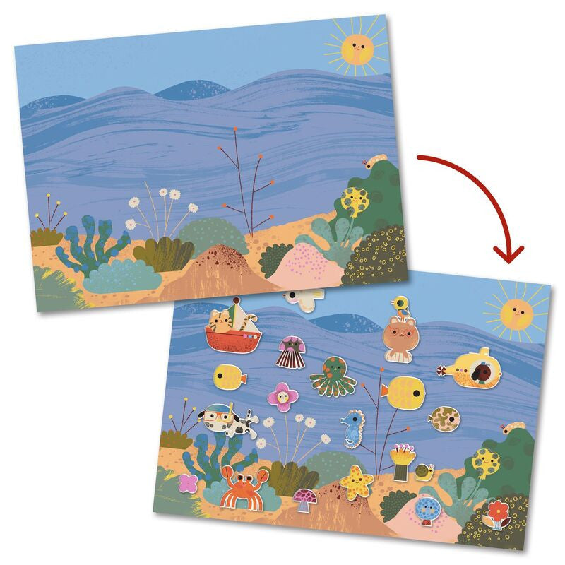 Djeco - Summertime 30 pc reusable Puffy Stickers