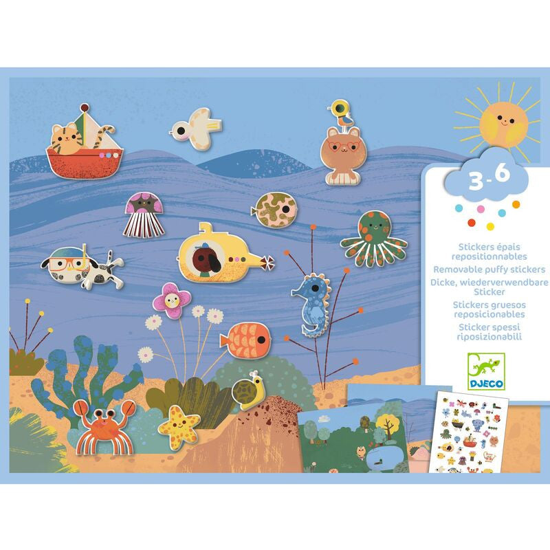 Djeco - Summertime 30 pc reusable Puffy Stickers