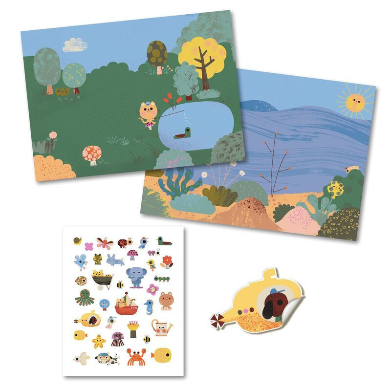 Djeco - Summertime 30 pc reusable Puffy Stickers
