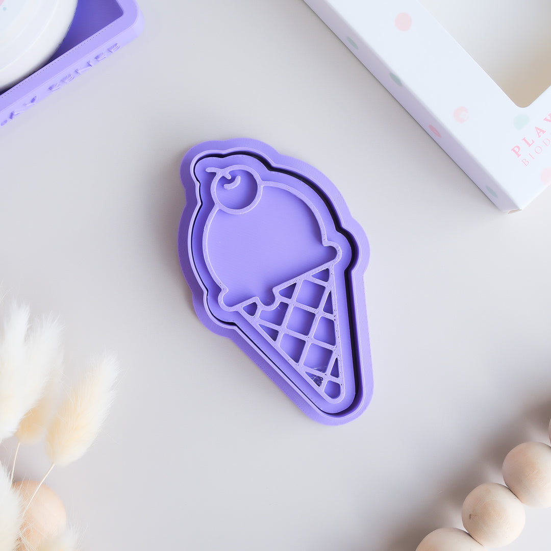 Play Sense - Eco Playdough Stamp - Ice Cream with Cherry Purple