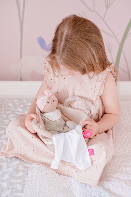 Bonikka - Green Outfit Baby Doll with Knitted Carry Cot