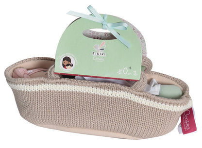 Bonikka - Green Outfit Baby Doll with Knitted Carry Cot