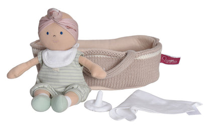 Bonikka - Green Outfit Baby Doll with Knitted Carry Cot