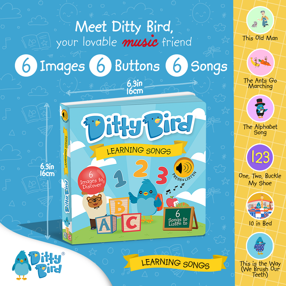 Ditty Bird - Learning Songs Board Book | USB-C Rechargeable