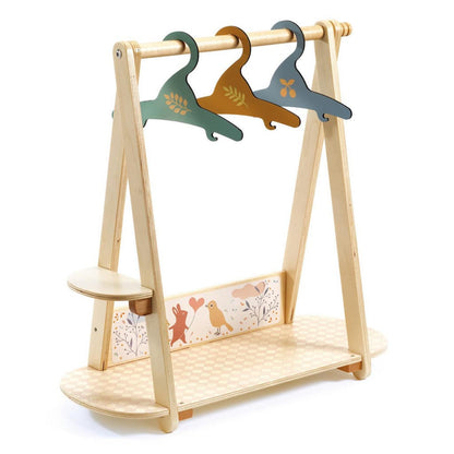 Djeco - Pomea Collection - Large Doll’s Clothing Rack with Hangers