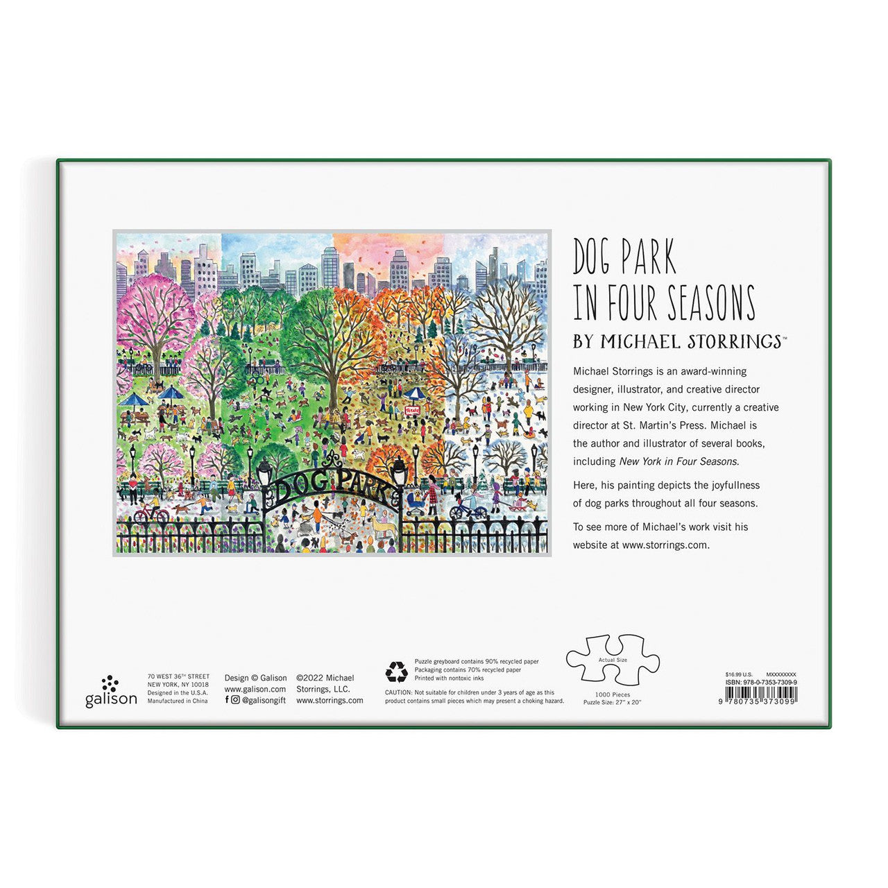 Galison 1000pc - Michael Storrings Dog Park in Four Seasons Puzzle