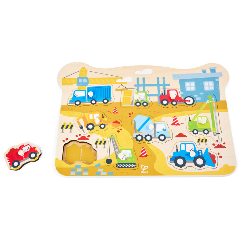 Hape - Construction Vehicles Peg Puzzle
