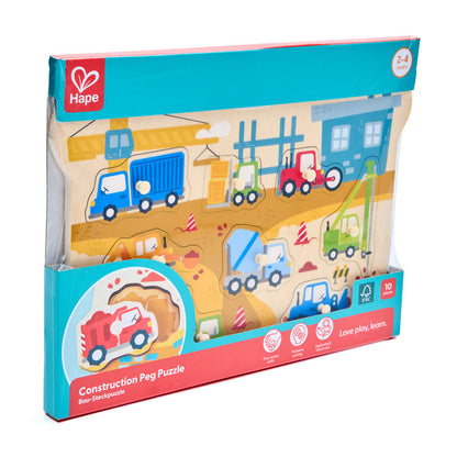 Hape - Construction Vehicles Peg Puzzle