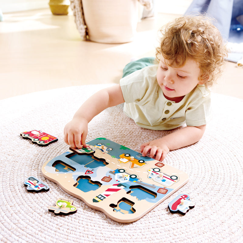 Hape - Emergency Vehicles Peg Puzzle