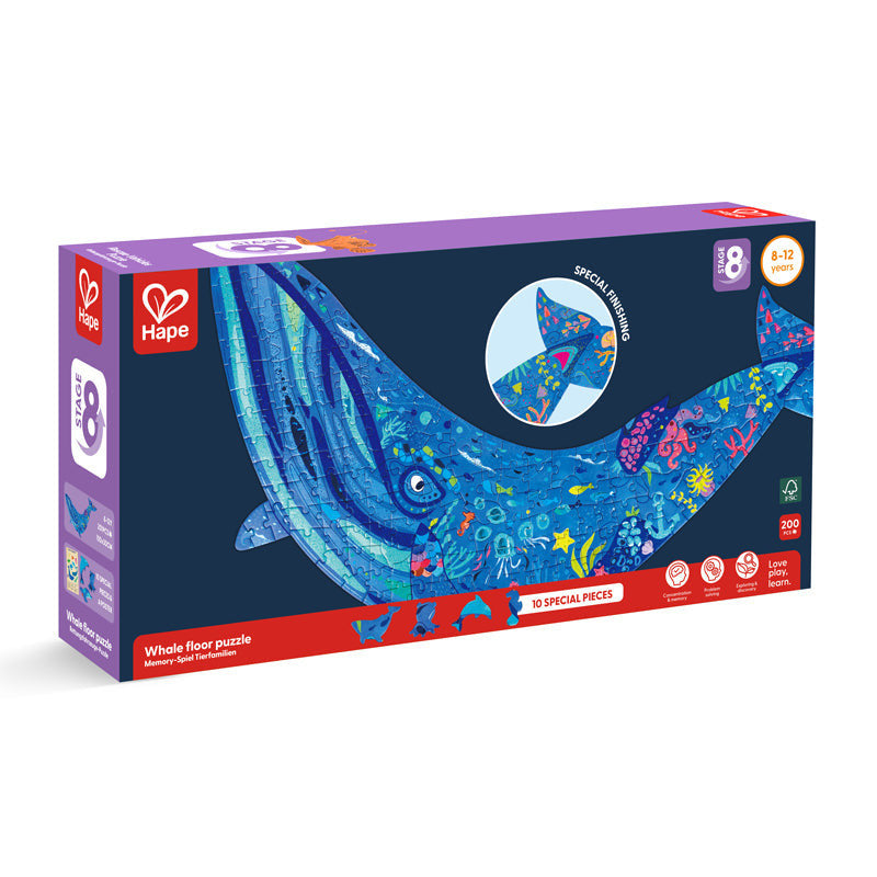 Hape - 200pc Humpback Whale Shimmer Floor Puzzle *Minor Box Damage*
