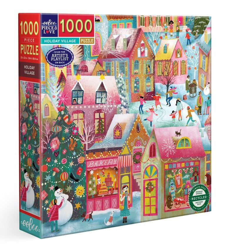 eeBoo 1000pc - Holiday Village Puzzle
