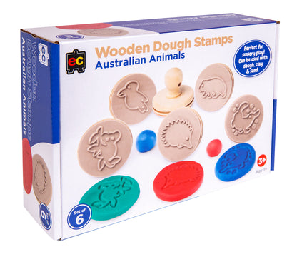 Educational Colours Wooden Dough Stamps - Animals