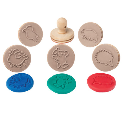 Educational Colours Wooden Dough Stamps - Animals