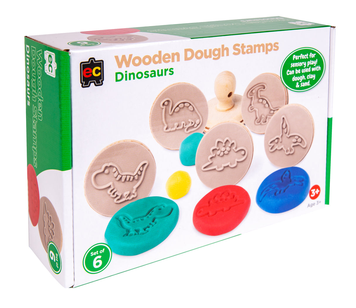 Educational Colours Wooden Dough Stamps - Dinosaurs