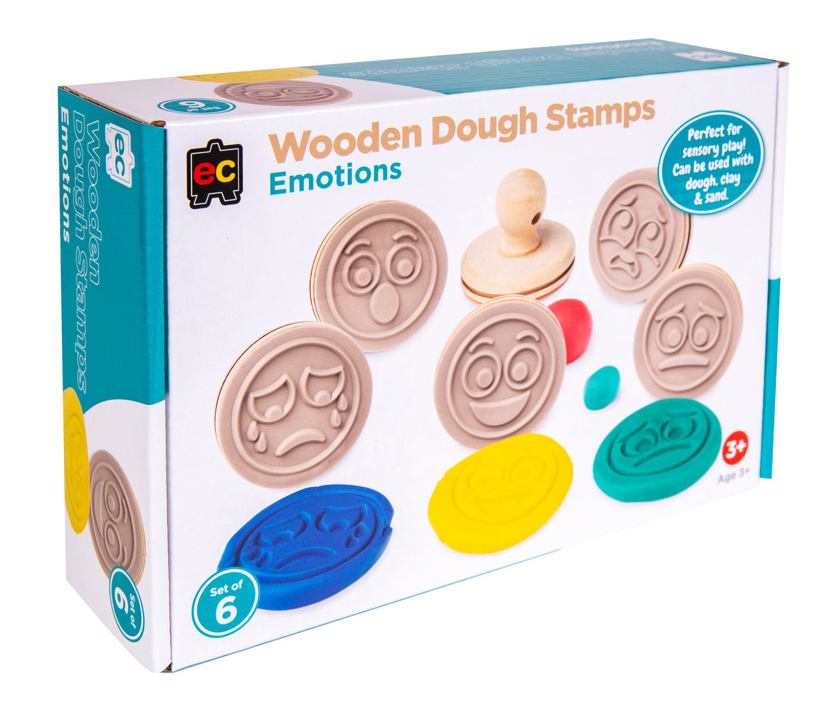 Educational Colours Wooden Dough Stamps - Emotions