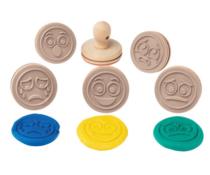 Educational Colours Wooden Dough Stamps - Emotions