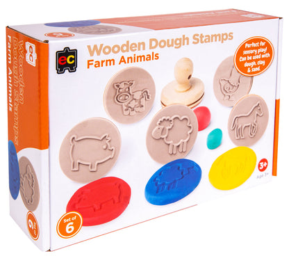 Educational Colours Wooden Dough Stamps - Farm
