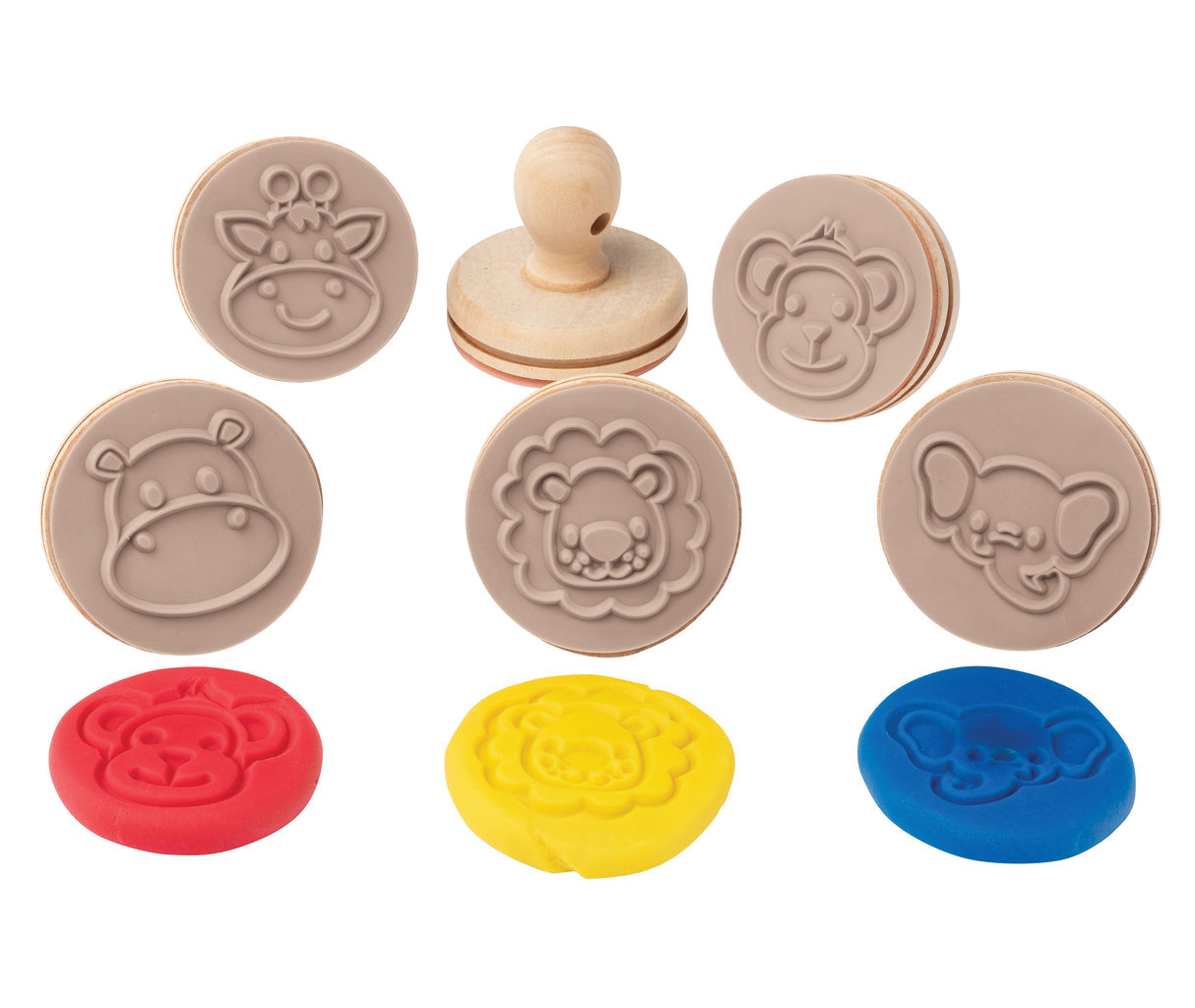 Educational Colours Wooden Dough Stamps - Jungle Animals