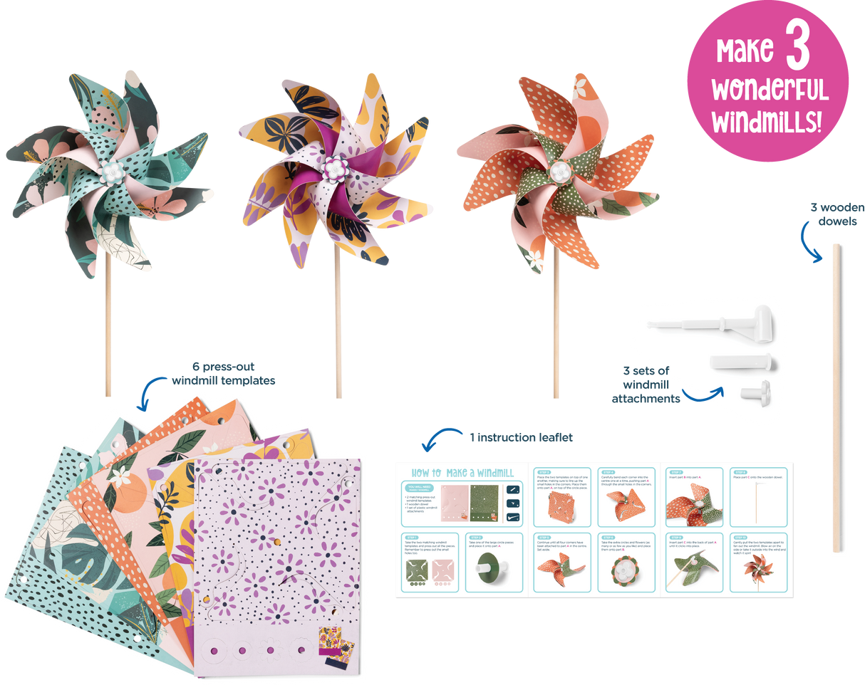 Educational Colours - Imagine, Make & Play Wonderful Windmills - 10 Pack