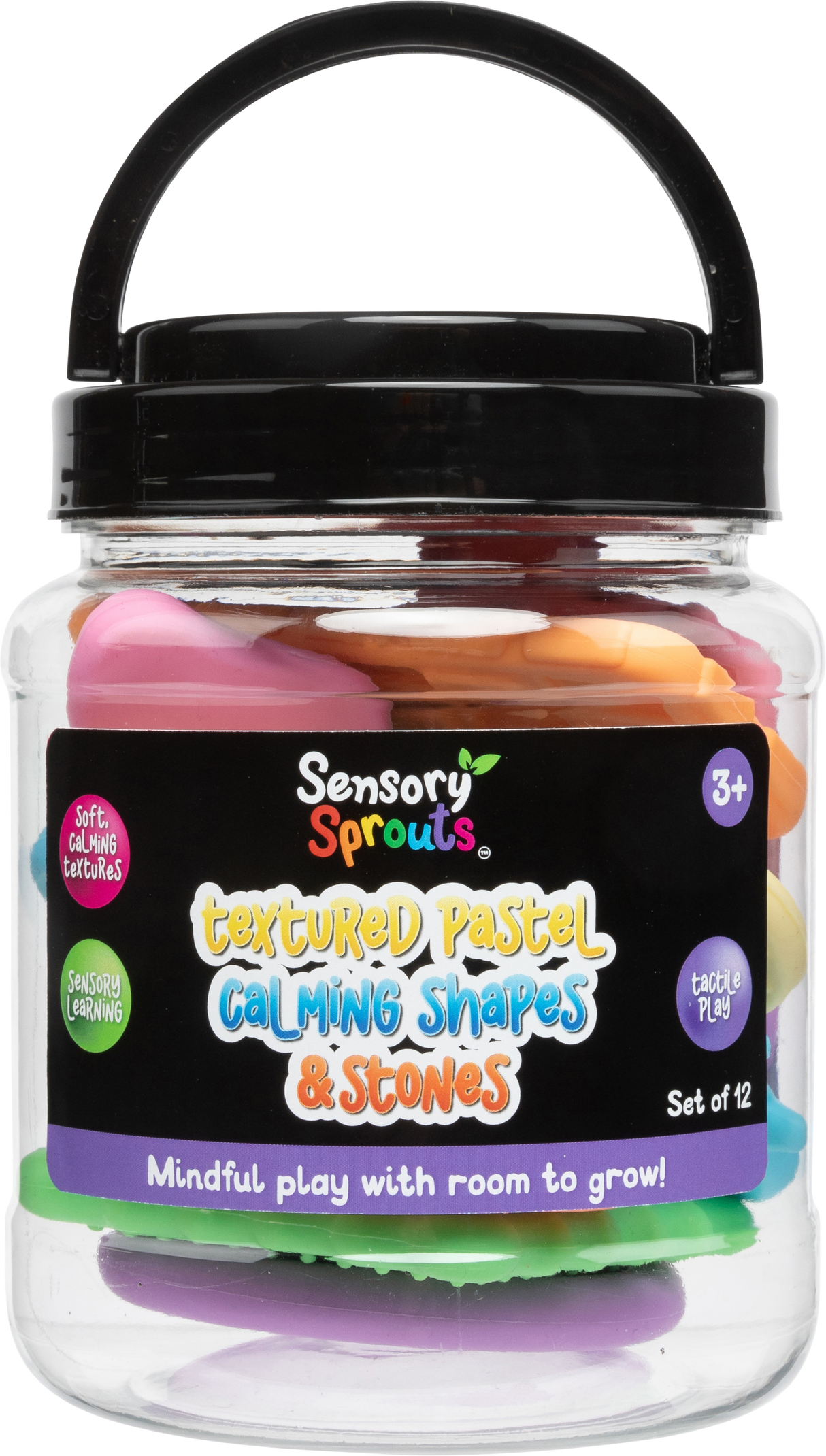 Sensory Sprouts Textured Calming Pastel Shapes & Stones Set of 12