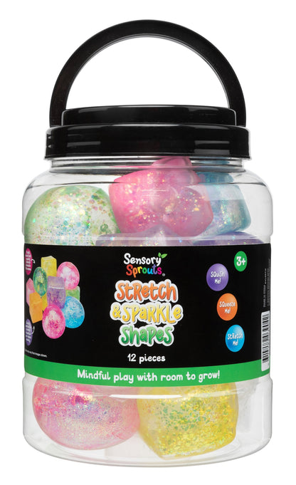 Sensory Sprouts Stretch & Sparkle Shapes Jar of 12