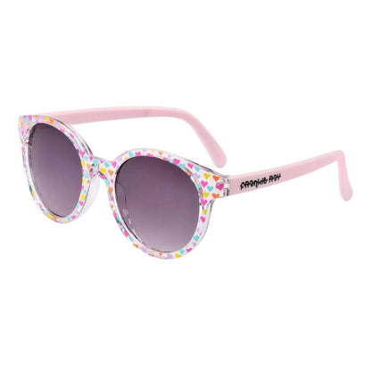 Frankie Ray Kids Sunglasses Sprinkle Multi Heart with colourful heart-patterned frame and UV400 smoke lenses for children aged 3 to 8 years