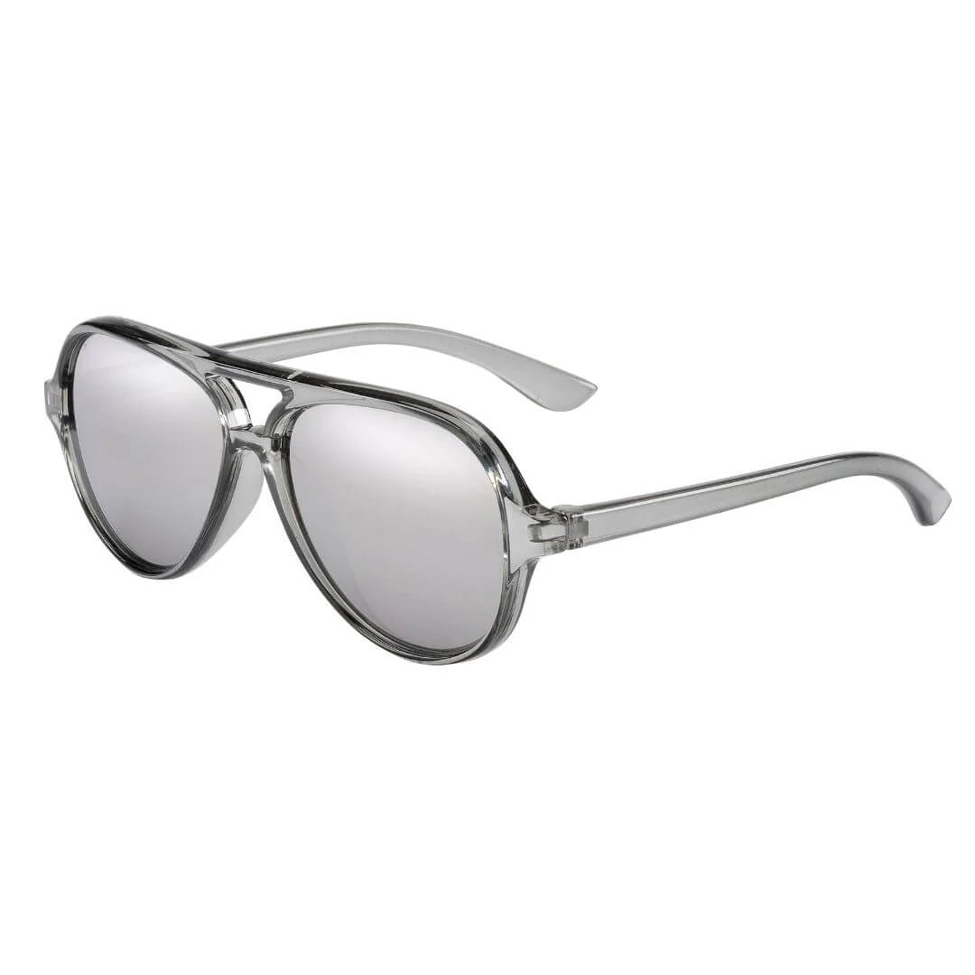 Frankie Ray Kids Sunglasses Stanley Crystal Grey with classic square frame and UV400 smoke lenses for children aged 3 to 8 years