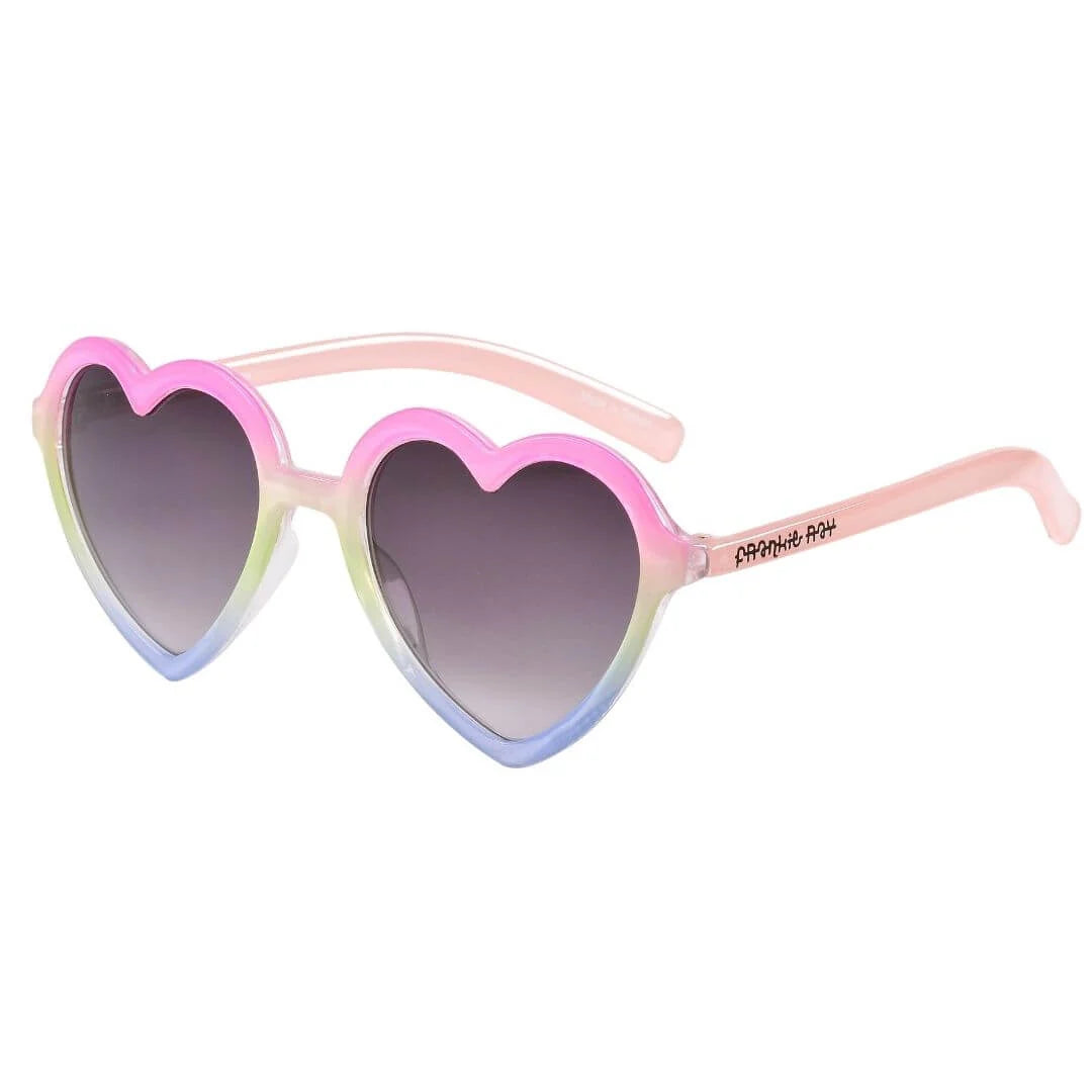 Frankie Ray Kids Sunglasses Heart Rainbow with colourful heart-shaped frame and UV400 smoke lenses for children aged 3 to 8 years